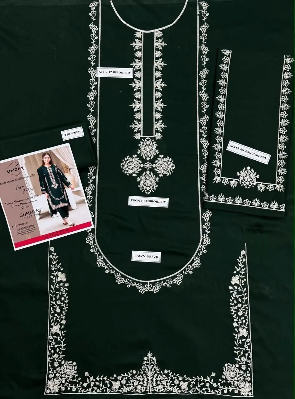 2 Pcs Women's Unstitched Embroidered Suit
