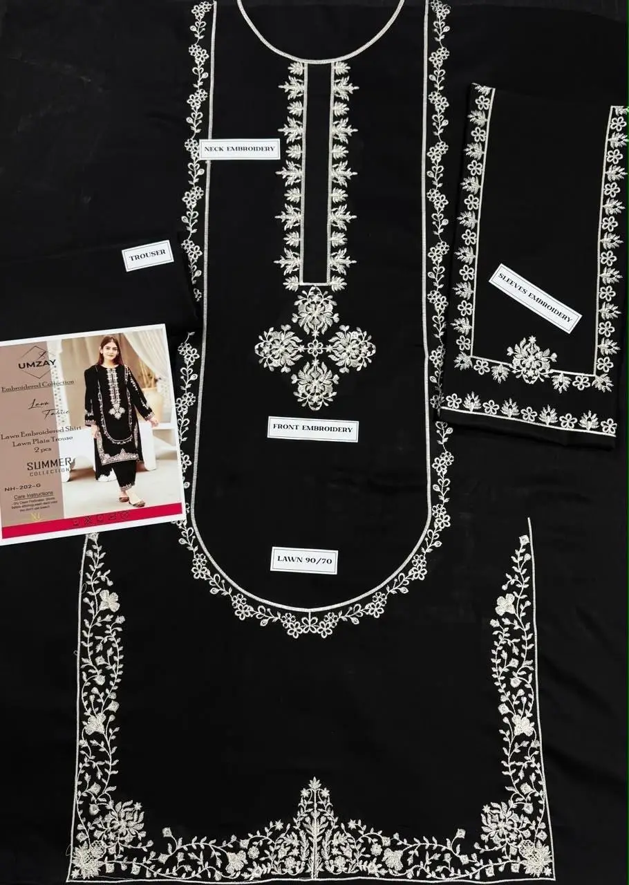 2 Pcs Women's Unstitched Embroidered Suit