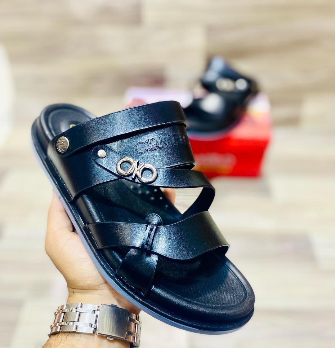 Men's Black Synthetic Leather Casual Sandals Summer Lightweight