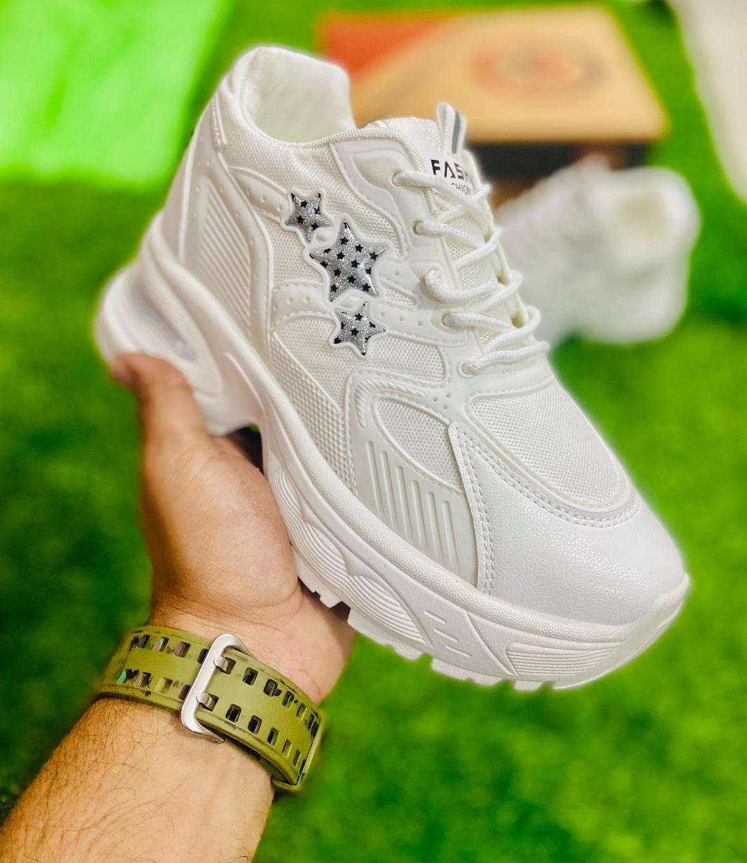 White Women's Rexine Joggers Size 10-11