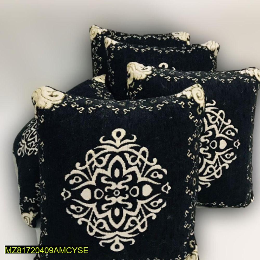 Velvet Jacquard Cushion Covers Black Cream Floral 16x16