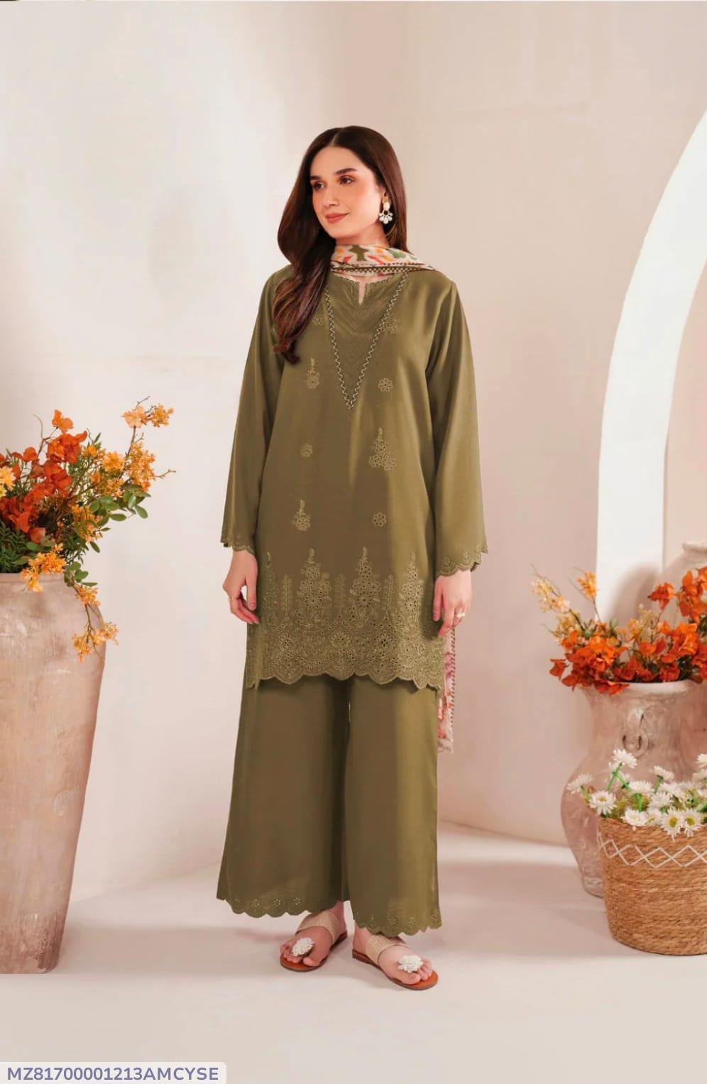 Unstitched Chikankari Lawn Suit for Women with Dupatta