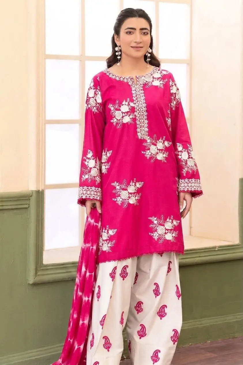 3 Pcs Women's Unstitched Embroidered Suit