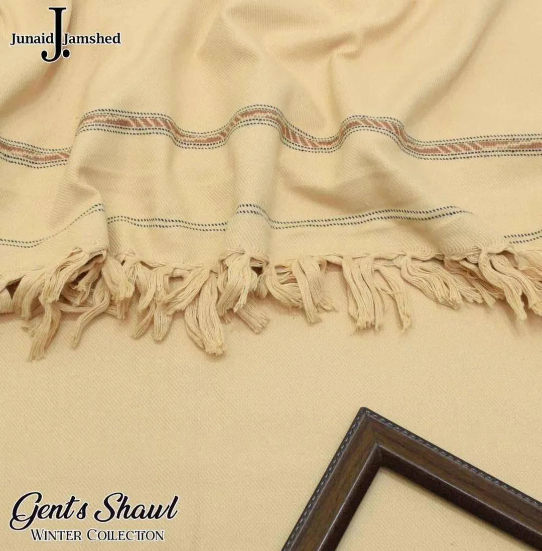 Junaid Jamshed Men's Wool Shawl Skin Beige Pashmina