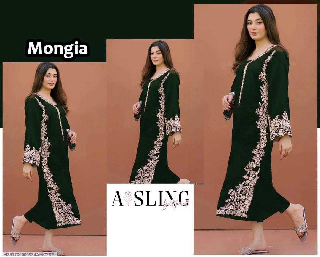 Women Embroidered Lawn Suit Green 2.5 Gazz