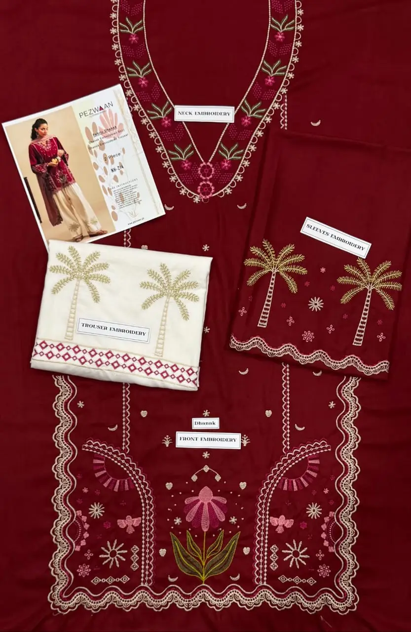 2 Pcs Women's Unstitched Embroidered Suit
