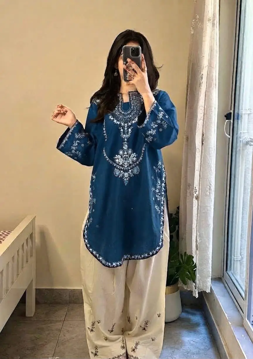 2 Pcs Women's Unstitched Embroidered Suit