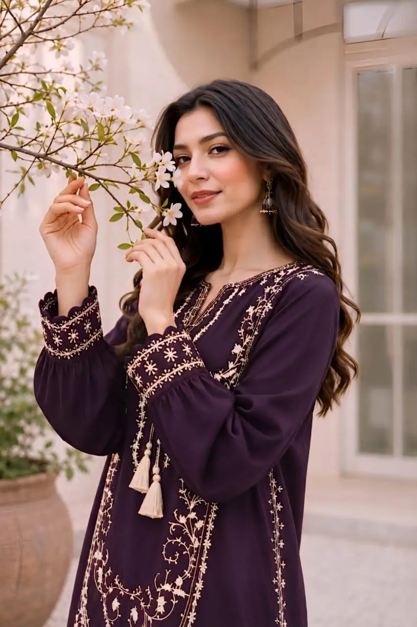 2 Pcs Women's Unstitched Embroidered Suit