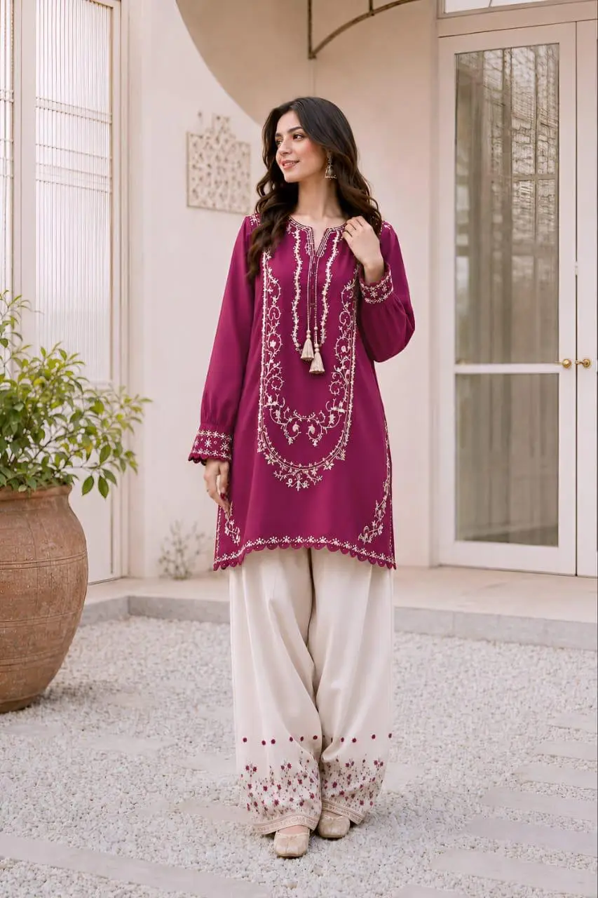 2 Pcs Women's Unstitched Embroidered Suit