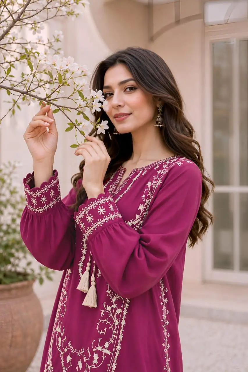 2 Pcs Women's Unstitched Embroidered Suit