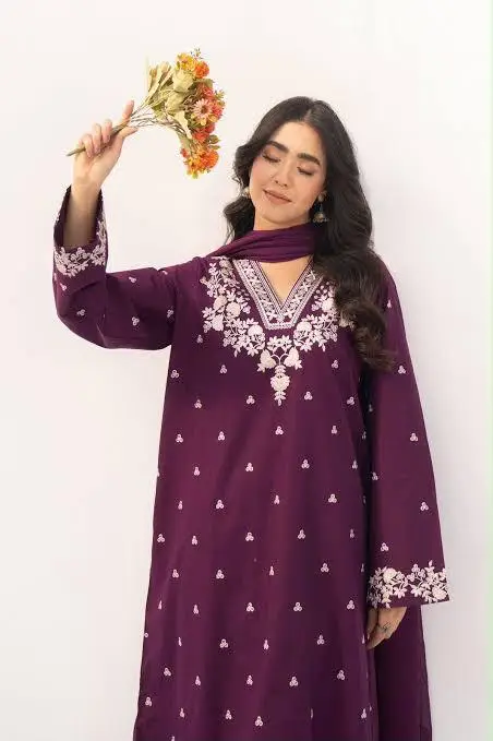 2 Pcs Women's Unstitched Embroidered Suit