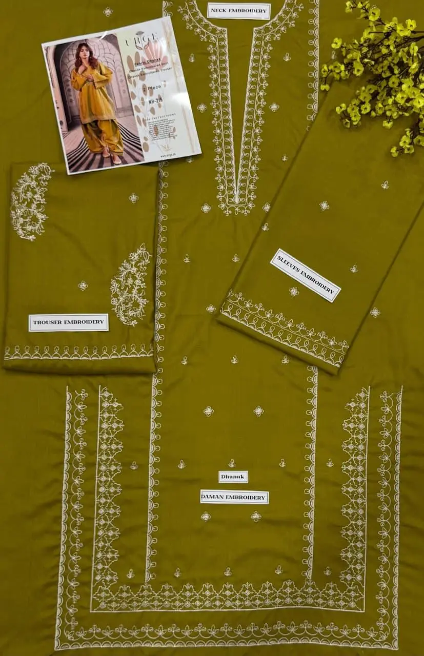 2 Pcs Women's Unstitched Embroidered Suit