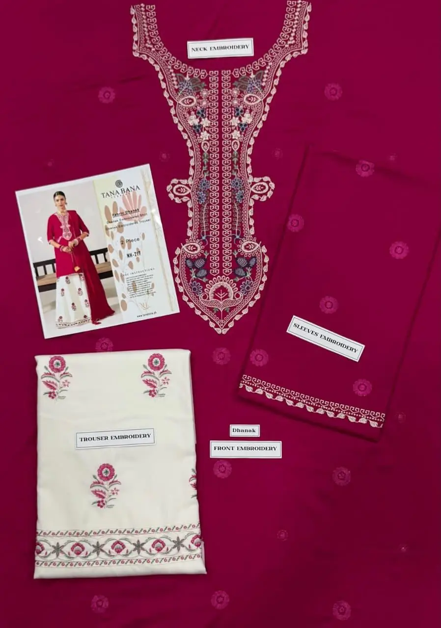 2 Pcs Women's Unstitched Embroidered Suit