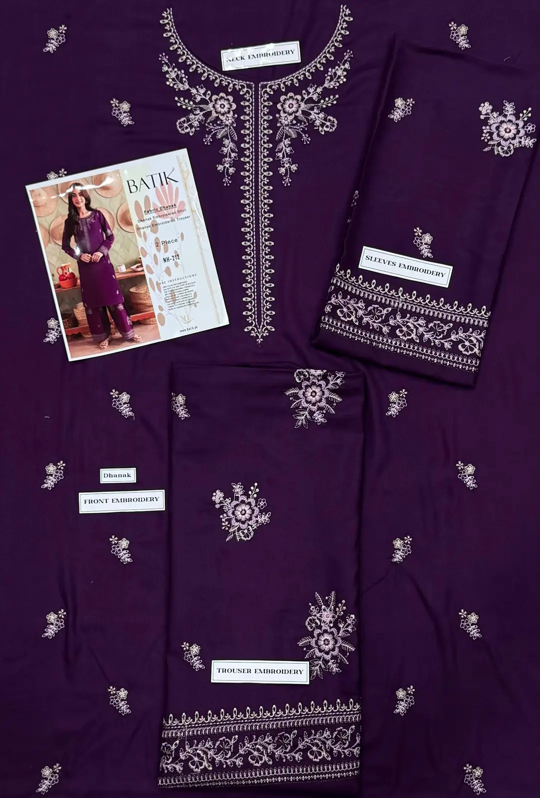 2 Pcs Women's Unstitched Embroidered Suit
