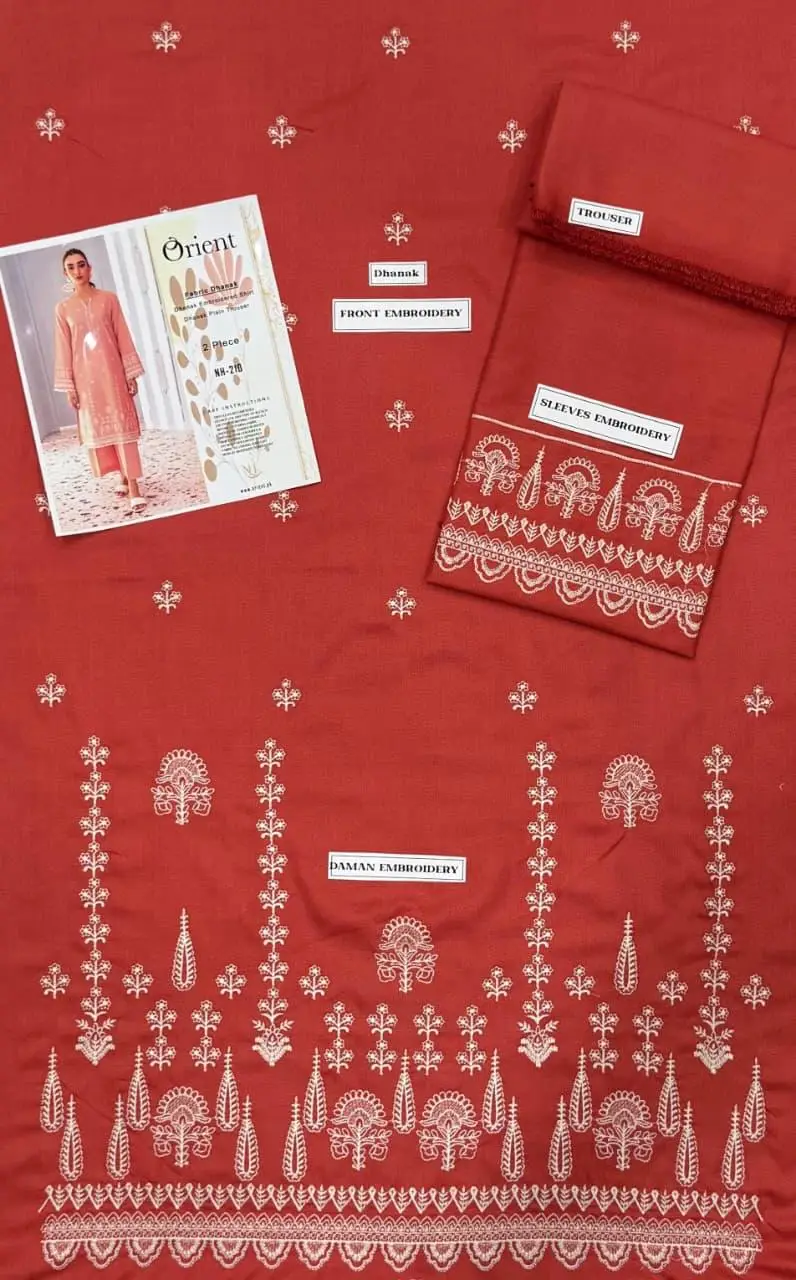 2 Pcs Women's Unstitched Embroidered Suit