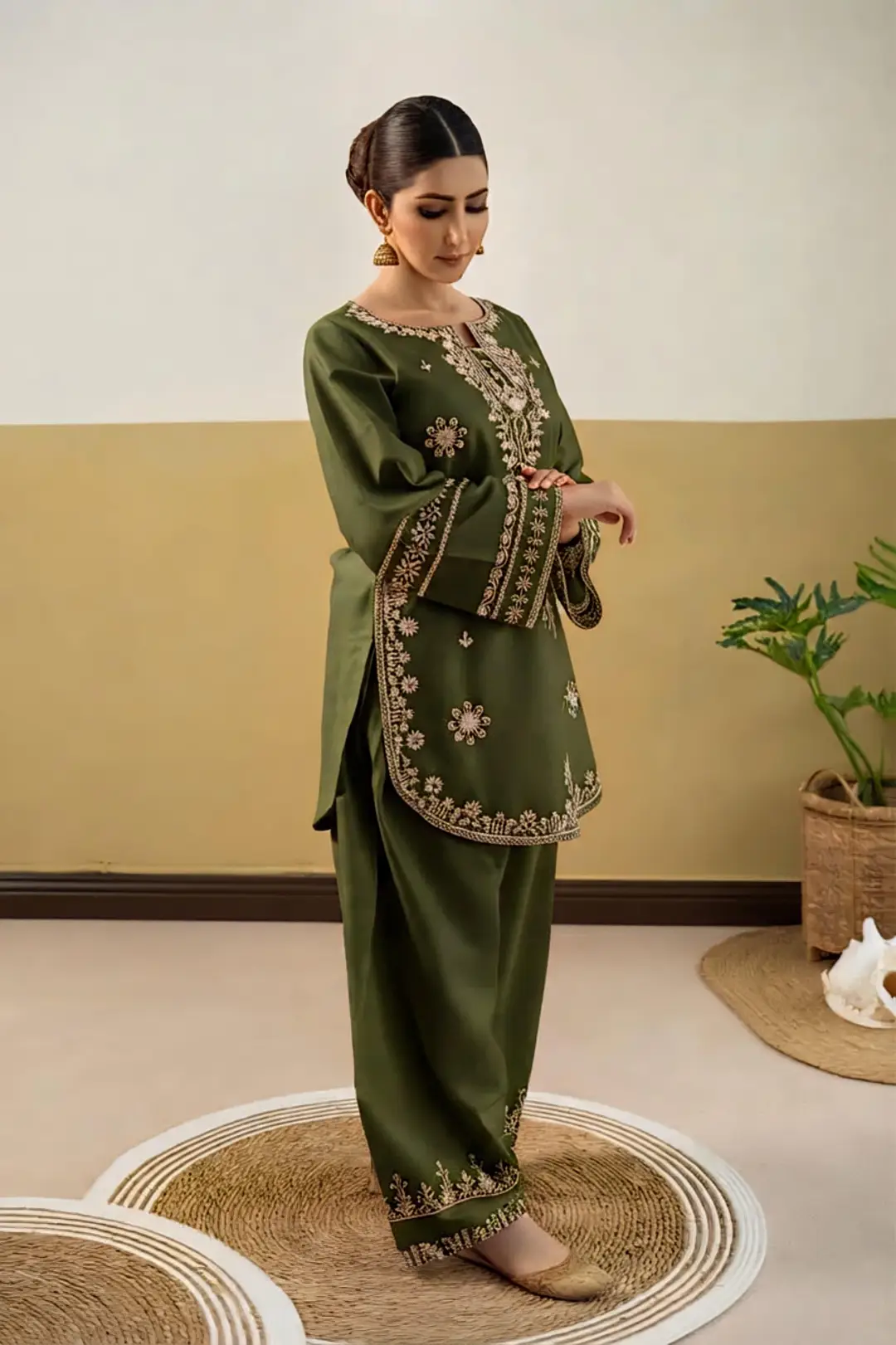 2 Pcs Women's Unstitched Embroidered Suit