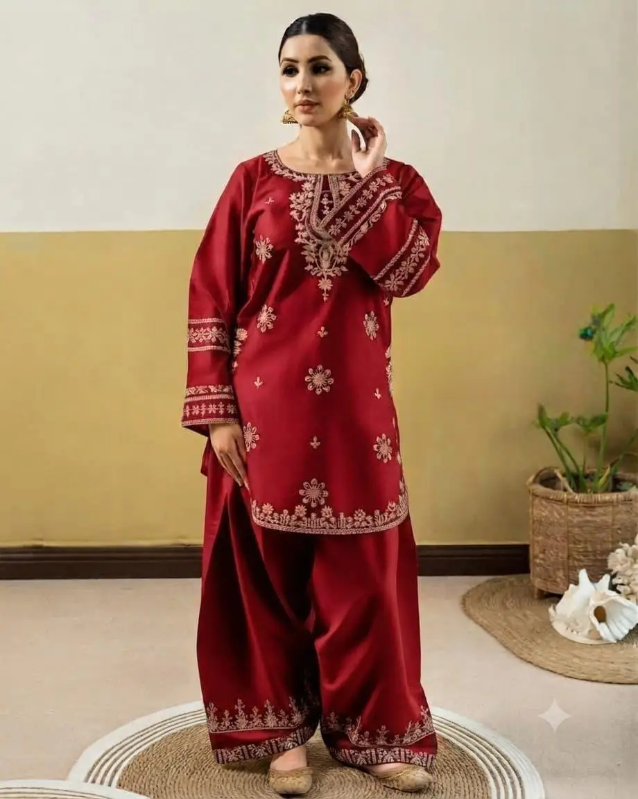2 Pcs Women's Unstitched Embroidered Suit