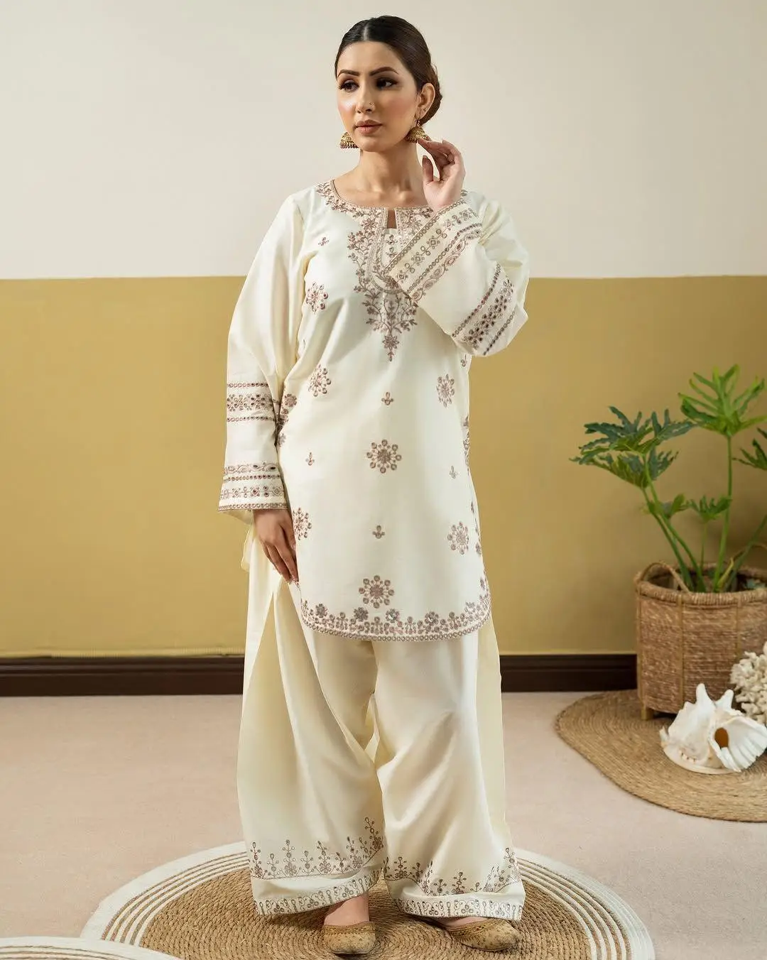 2 Pcs Women's Unstitched Embroidered Suit