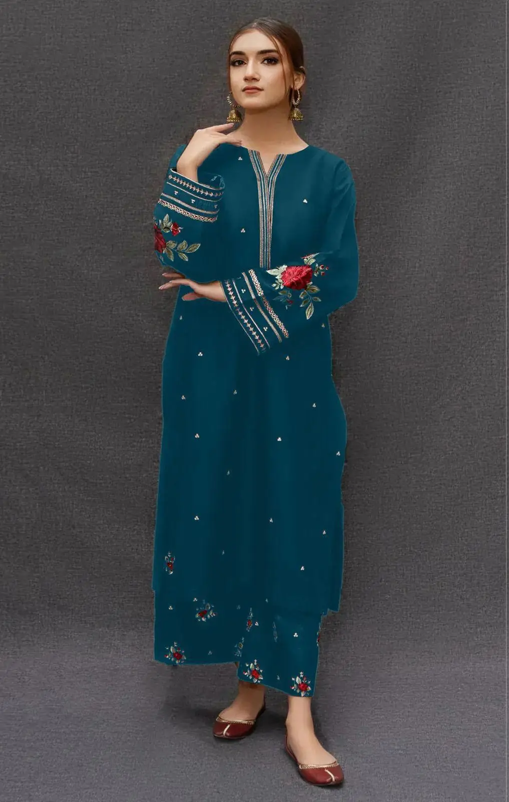 2 Pcs Women's Unstitched Embroidered Suit