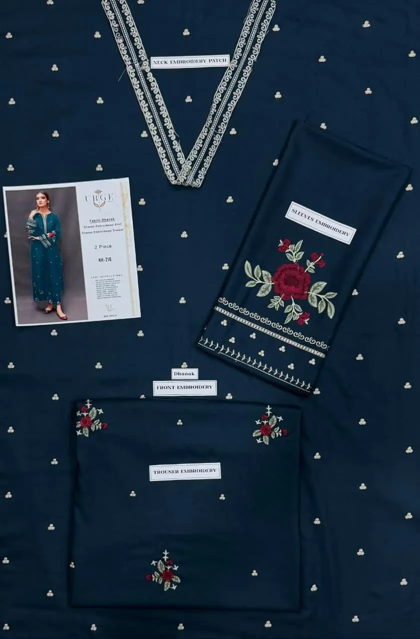 2 Pcs Women's Unstitched Embroidered Suit