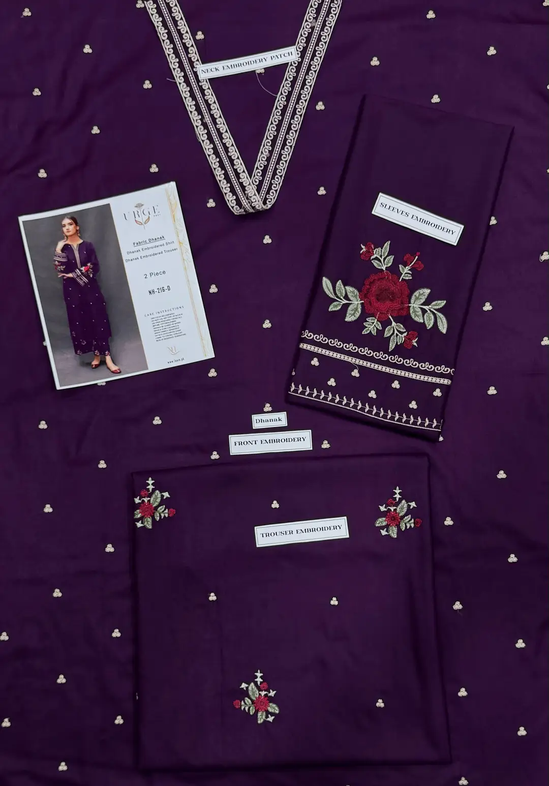 2 Pcs Women's Unstitched Embroidered Suit