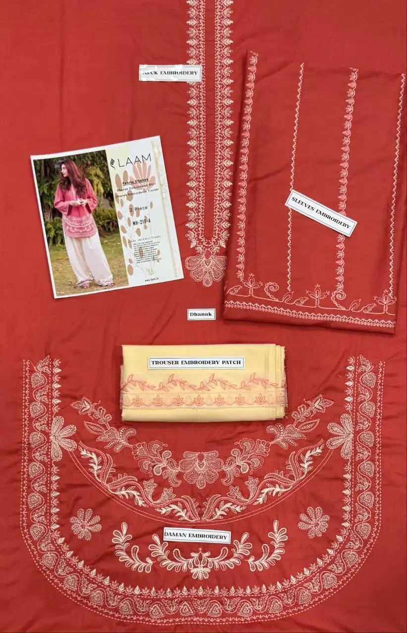 2 Pcs Women's Unstitched Embroidered Suit
