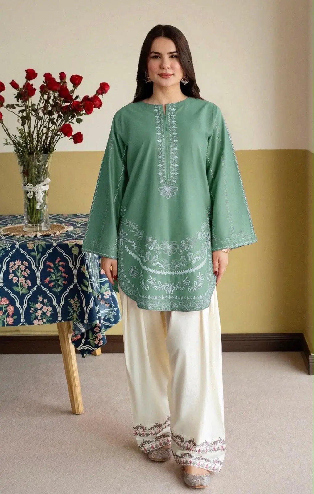 2 Pcs Women's Unstitched Embroidered Suit