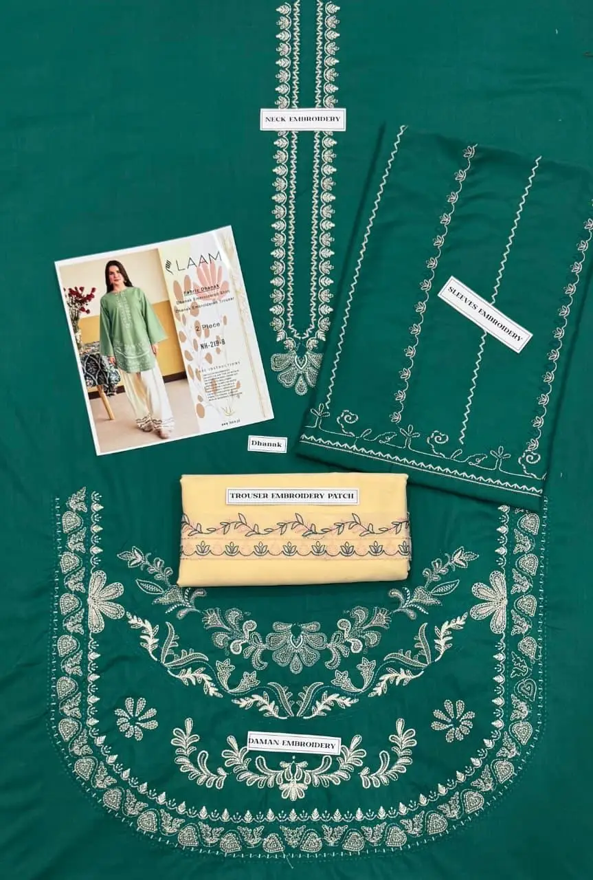 2 Pcs Women's Unstitched Embroidered Suit