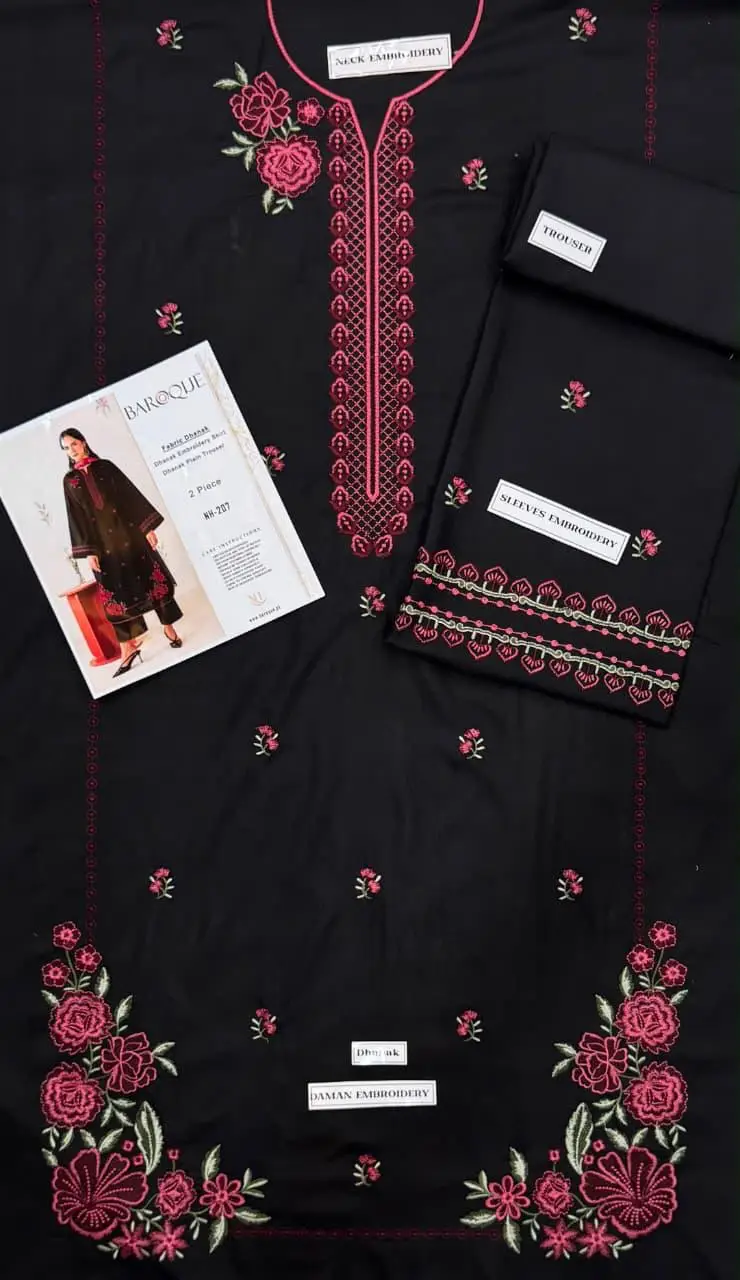 2 Pcs Women's Unstitched Embroidered Suit