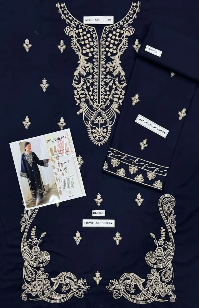 2 Pcs Women's Unstitched Embroidered Suit