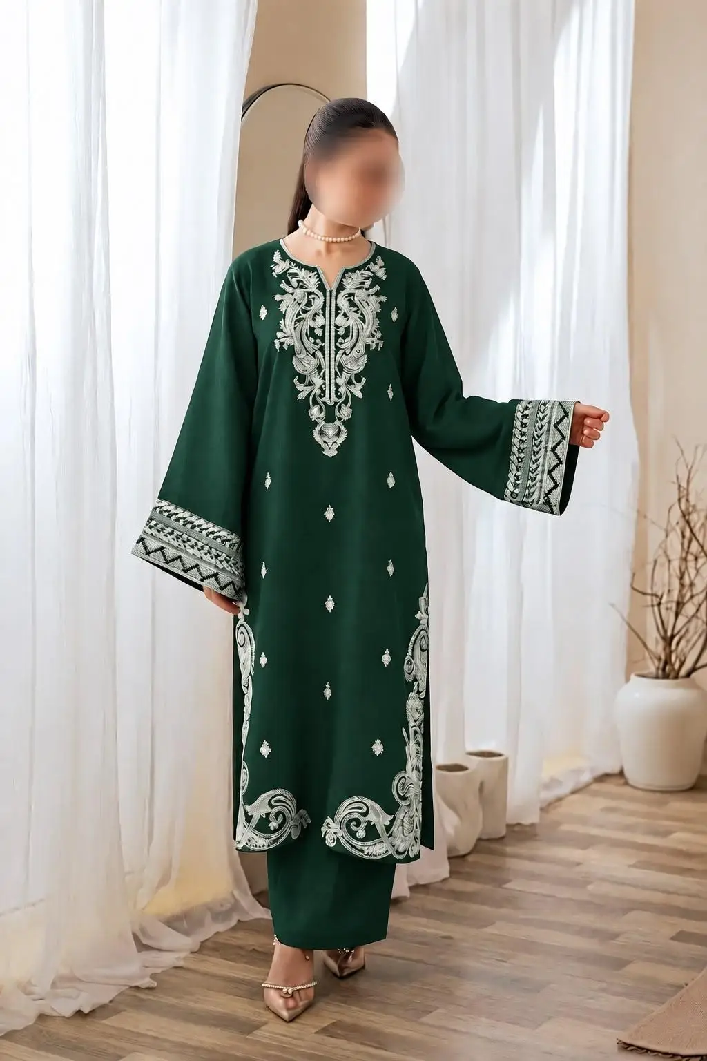 2 Pcs Women's Unstitched Embroidered Suit
