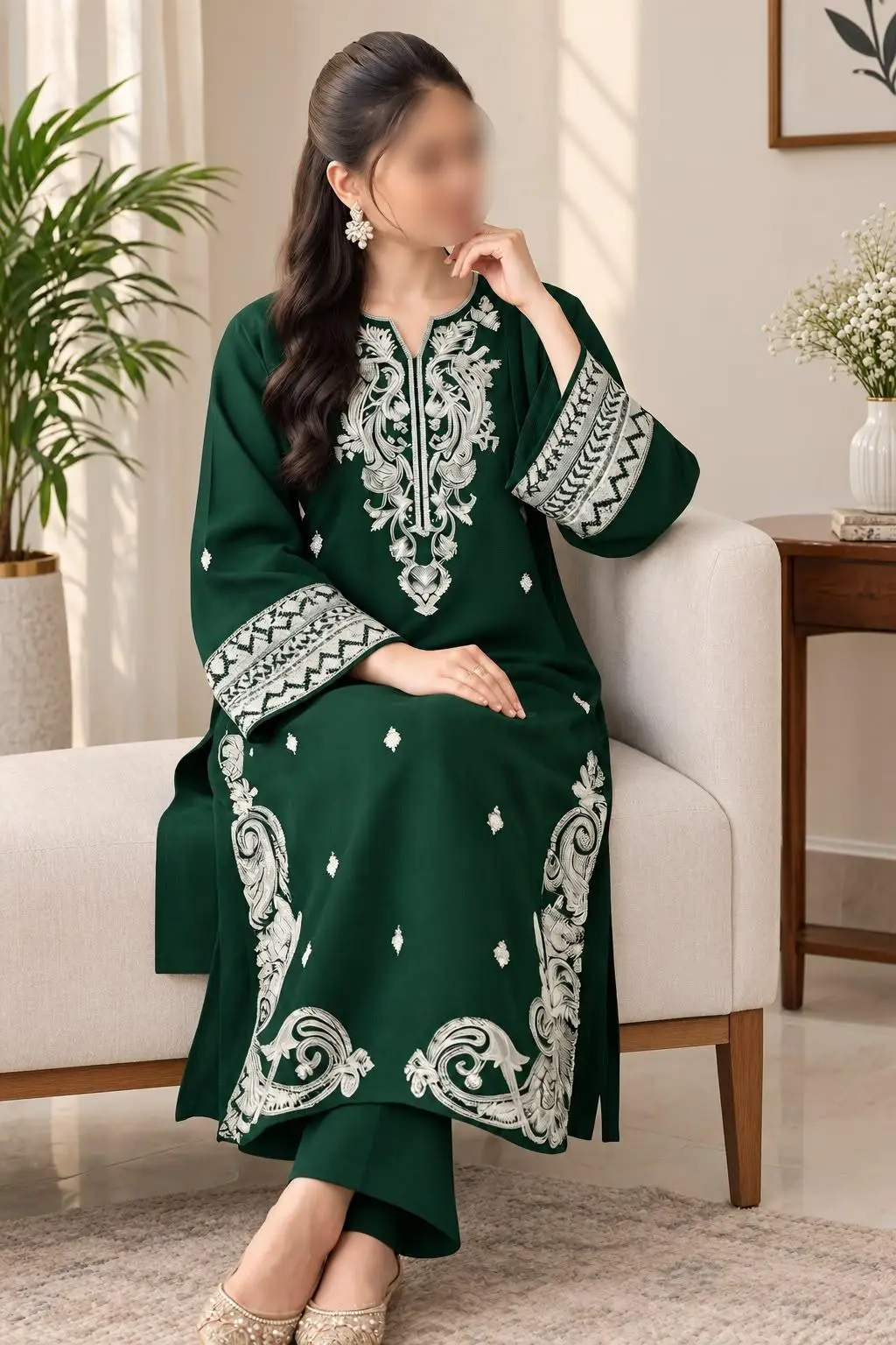 2 Pcs Women's Unstitched Embroidered Suit