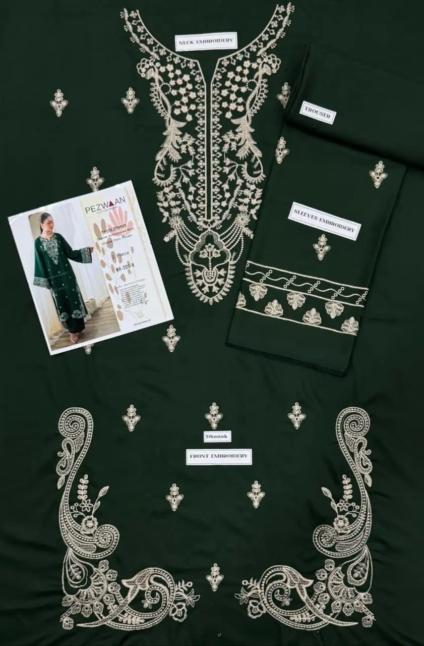 2 Pcs Women's Unstitched Embroidered Suit