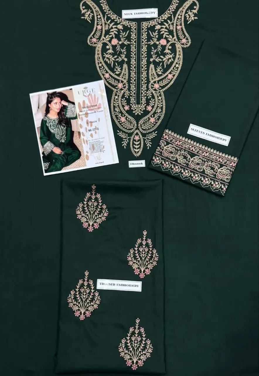 2 Pcs Women's Unstitched Embroidered Suit