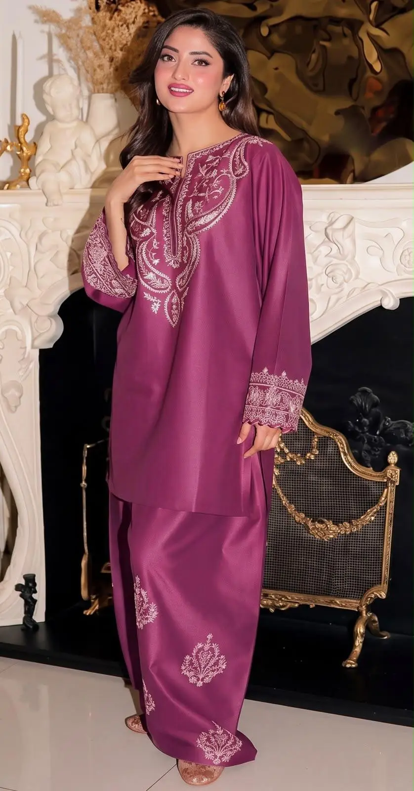 2 Pcs Women's Unstitched Embroidered Suit