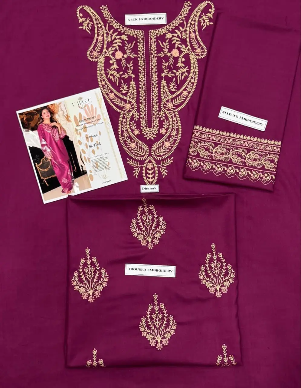 2 Pcs Women's Unstitched Embroidered Suit