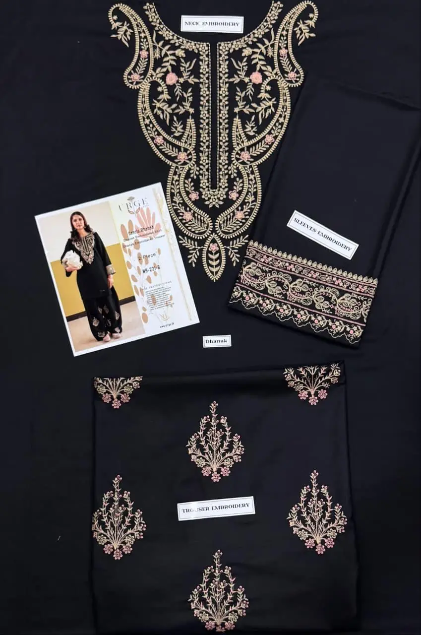 2 Pcs Women's Unstitched Embroidered Suit