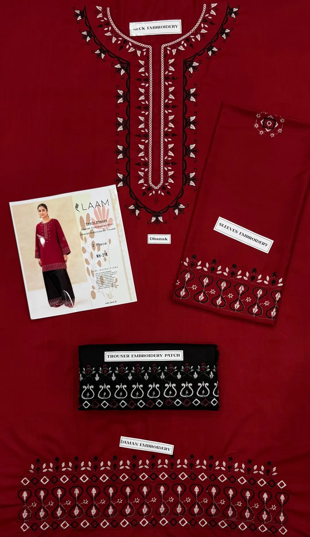 2 Pcs Women's Unstitched Embroidered Suit