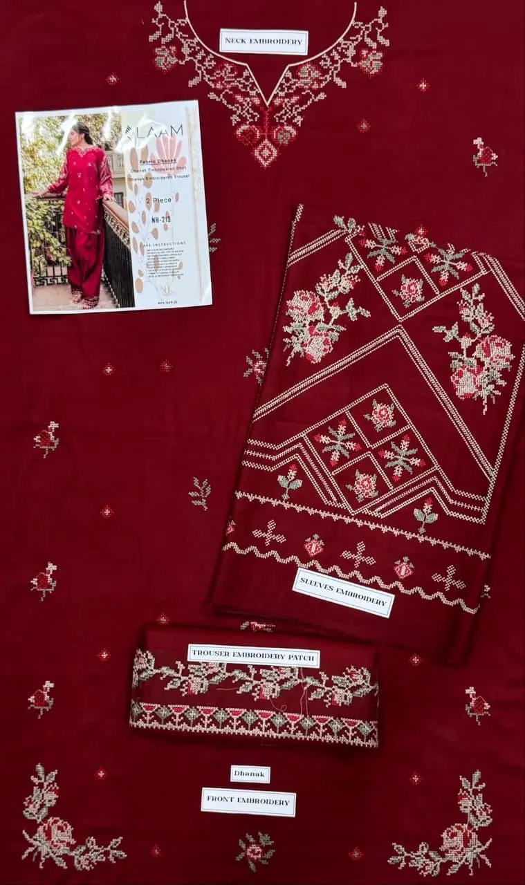 2 Pcs Women's Unstitched Embroidered Suit