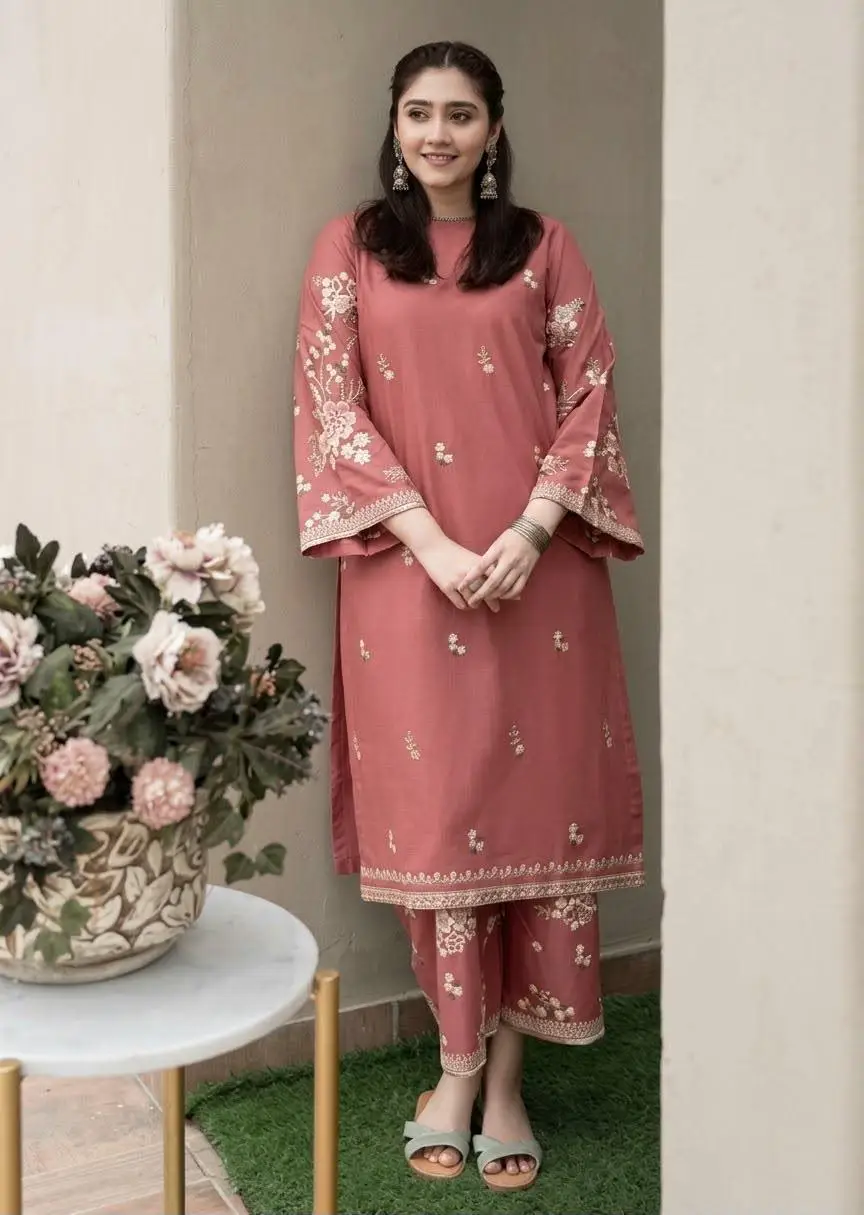 2 Pcs Women's Unstitched Embroidered Suit