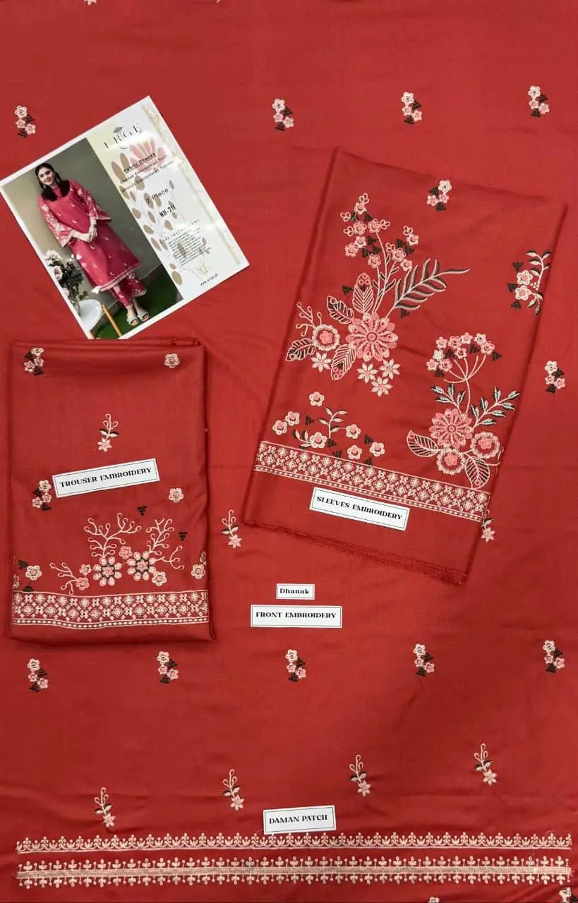 2 Pcs Women's Unstitched Embroidered Suit