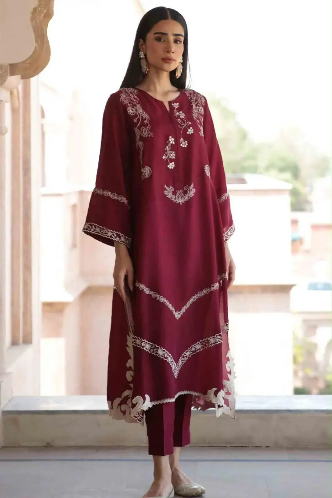 2 Pcs Women's Unstitched Embroidered Suit
