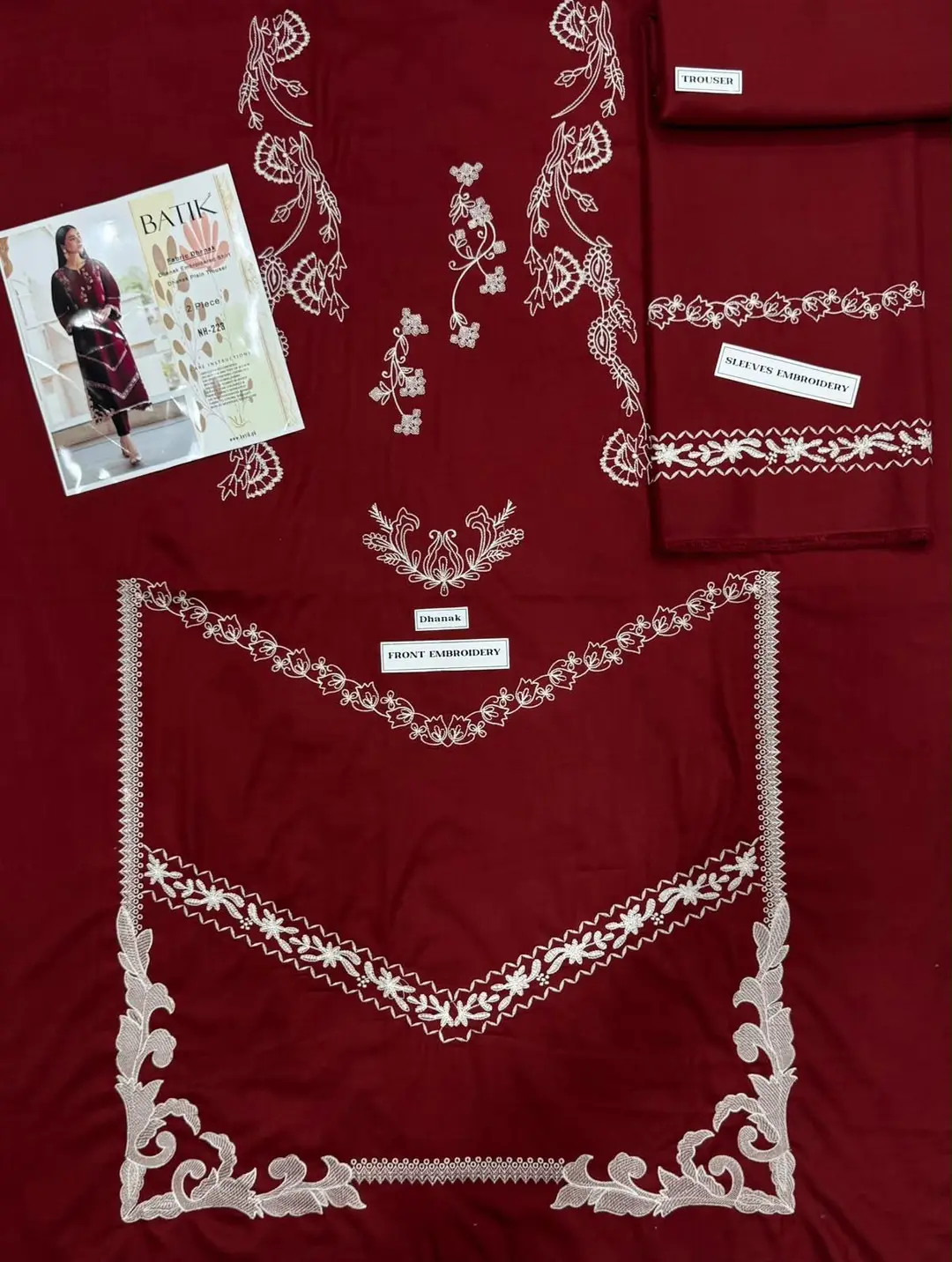 2 Pcs Women's Unstitched Embroidered Suit