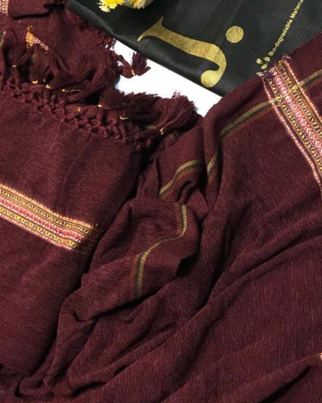 Premium Velvet Shawl Maroon Tassels Pakistan