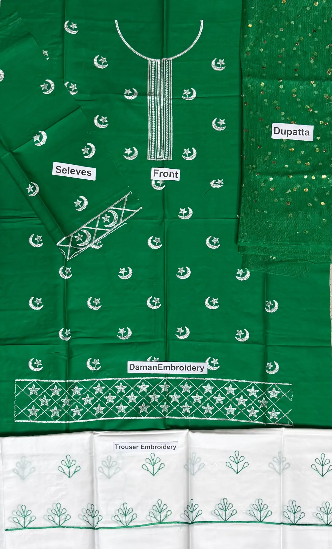 3 Pcs Girl's Cotton Embroidered Unstitched Suit