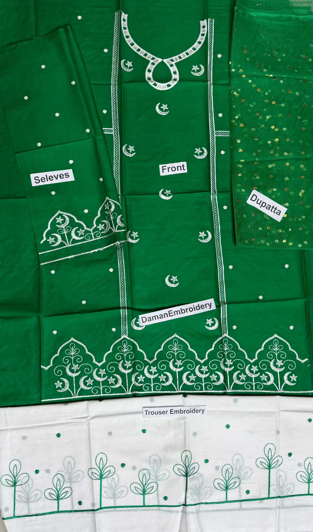 3 Pcs Girl's Cotton Embroidered Unstitched Suit