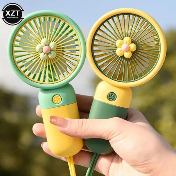 Rechargeable Mini Fan Green Yellow ABS