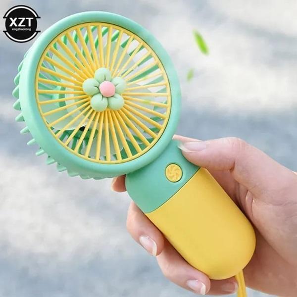 Rechargeable Mini Fan Green Yellow ABS