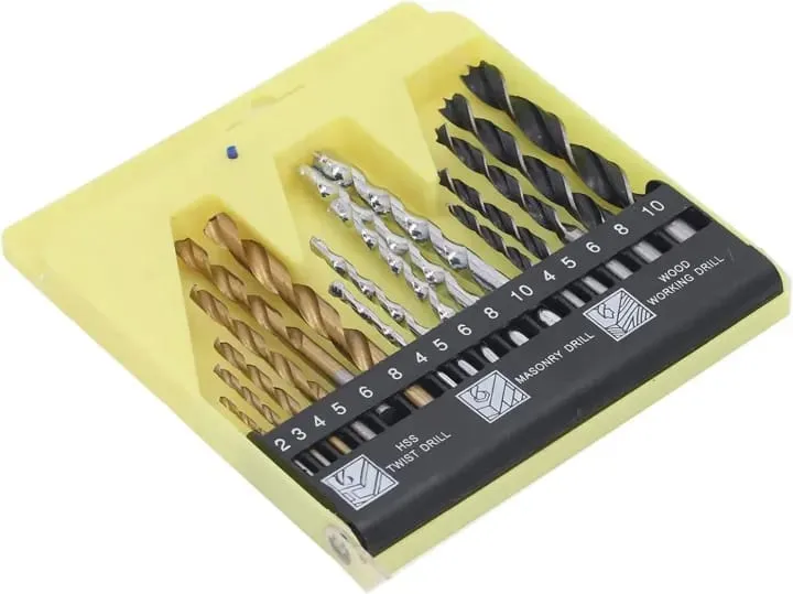 16Pcs Stainless Steel Drill Set 10mm Golden Black