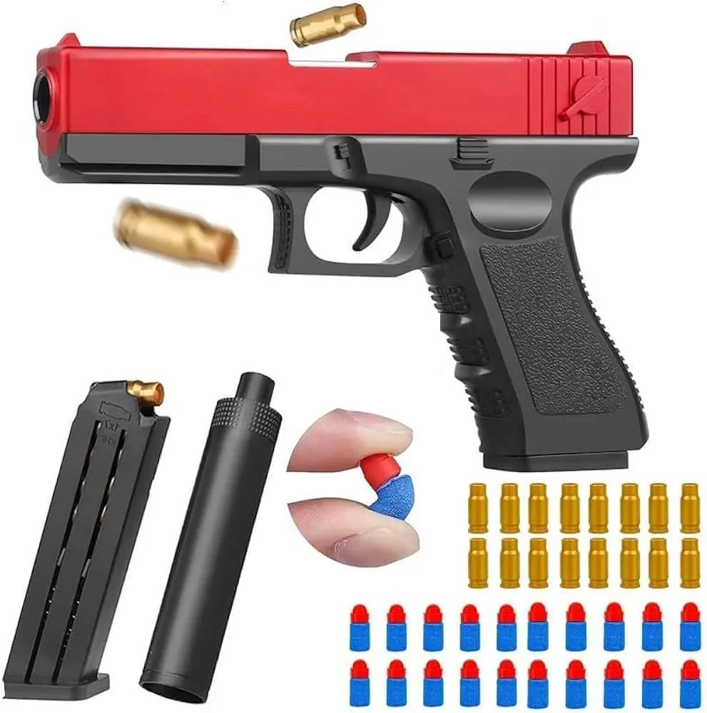 Kids Red Black Plastic Toy Gun 3-5 Years